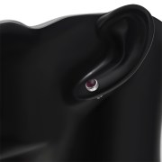 Garnet Round Silver Stud Earrings, e421st